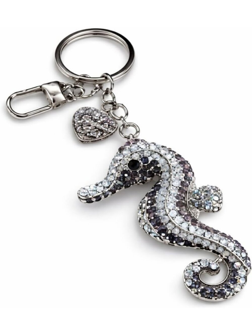 Silver White Seahorse Purse Charm or Keychain - Fashion Accessory, 5 Inches
